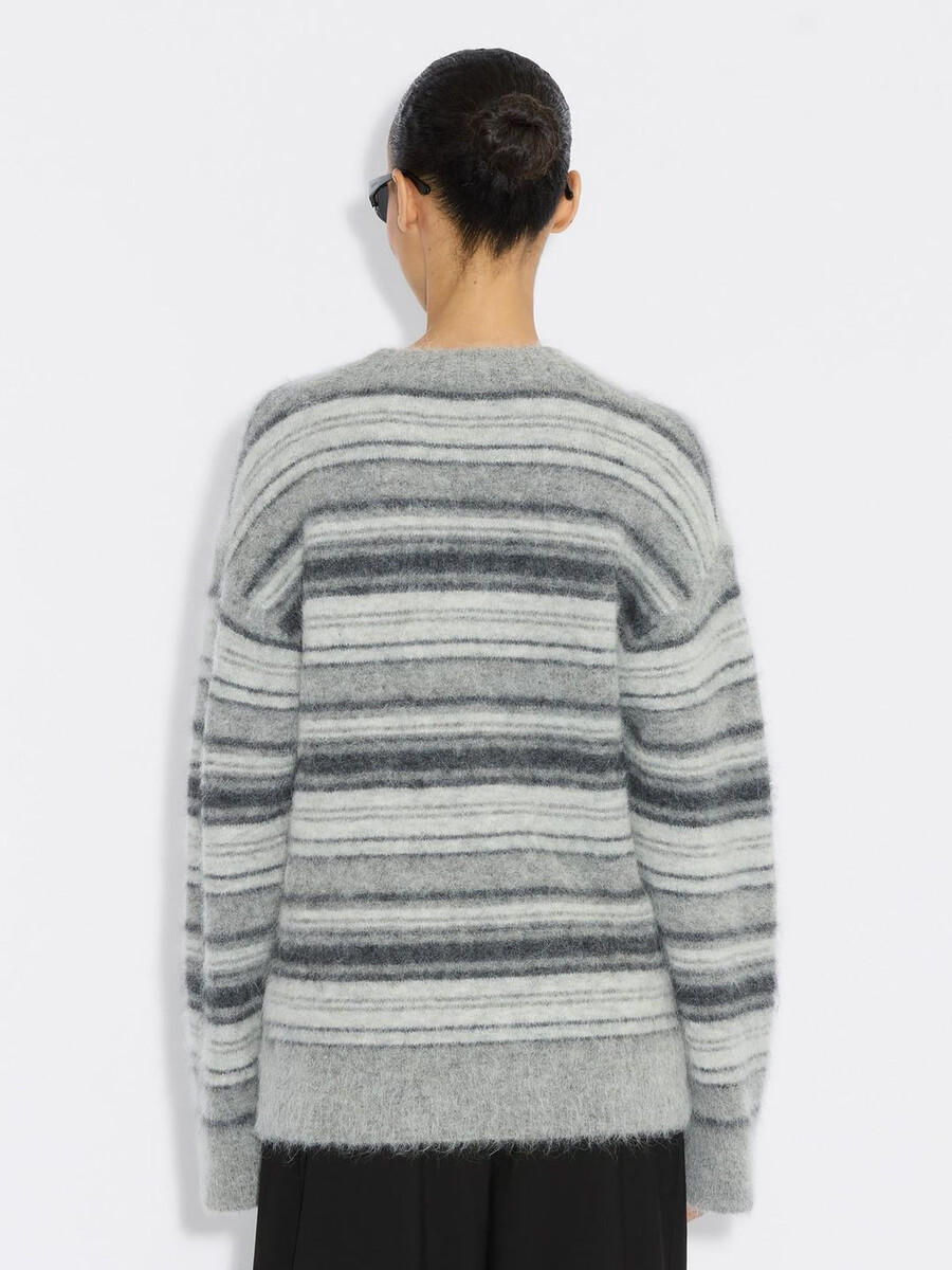 flauschiger streifenpullover mit rundhalsausschnitt