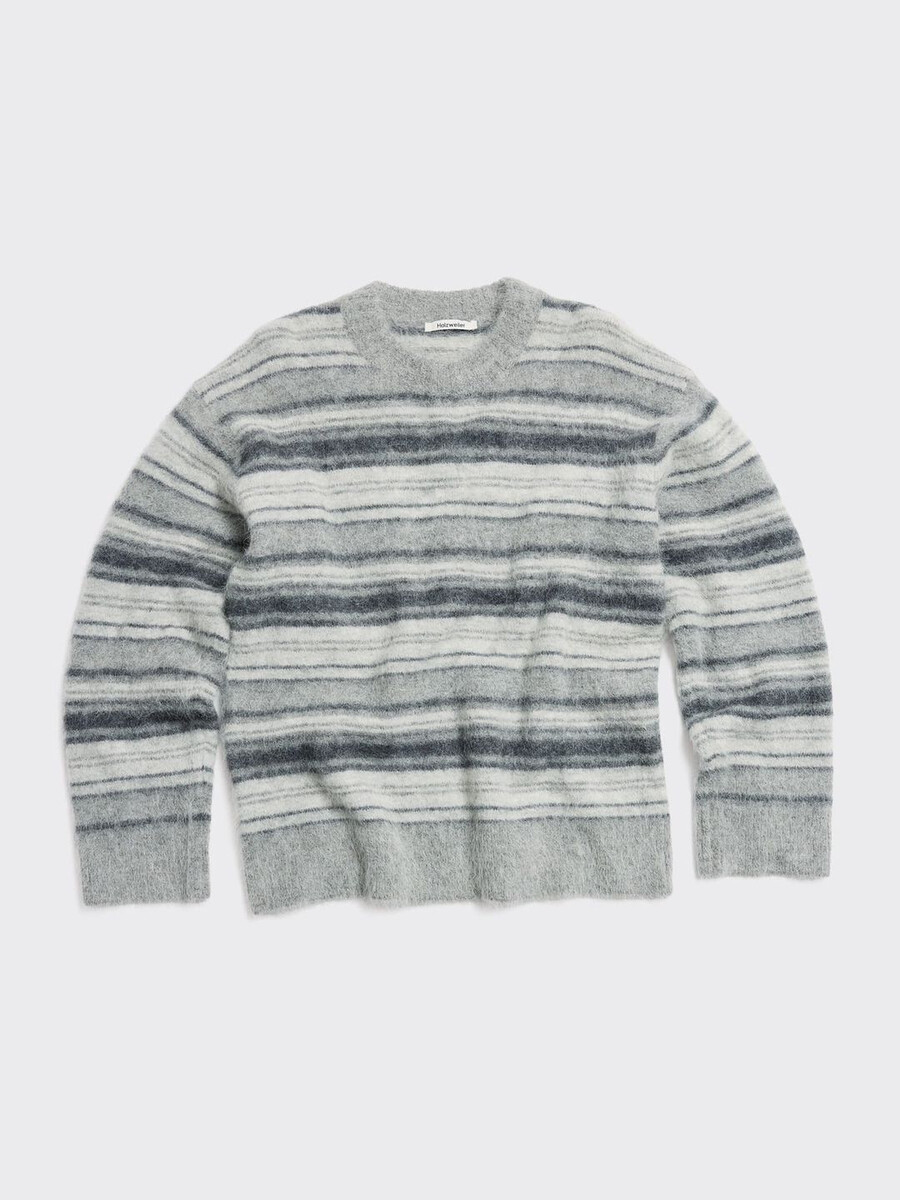 flauschiger streifenpullover mit rundhalsausschnitt