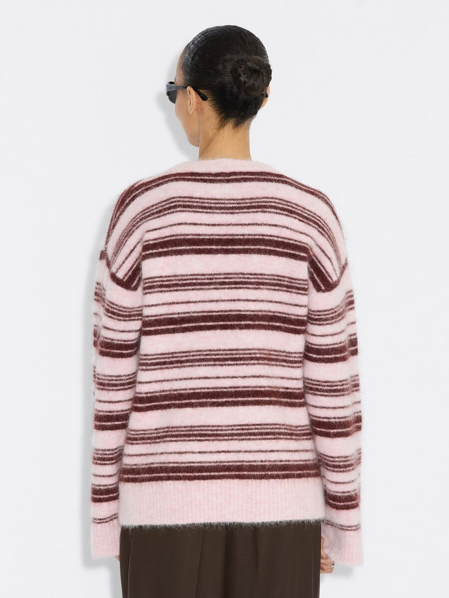 flauschiger streifenpullover mit rundhalsausschnitt