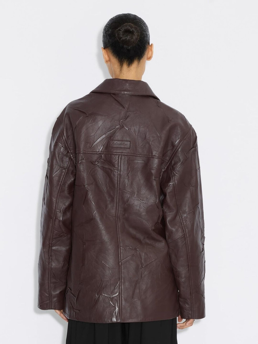 lederjacke mit knittereffekt