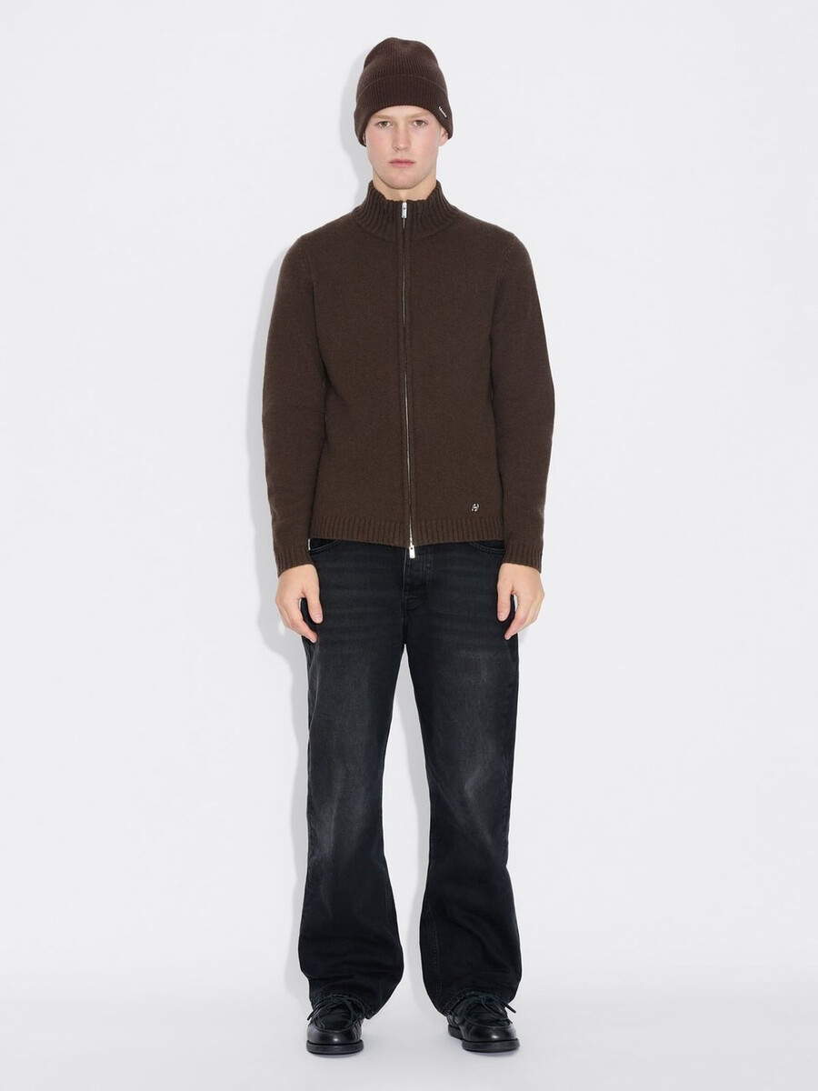 wollstrickjacke mit reißverschluss