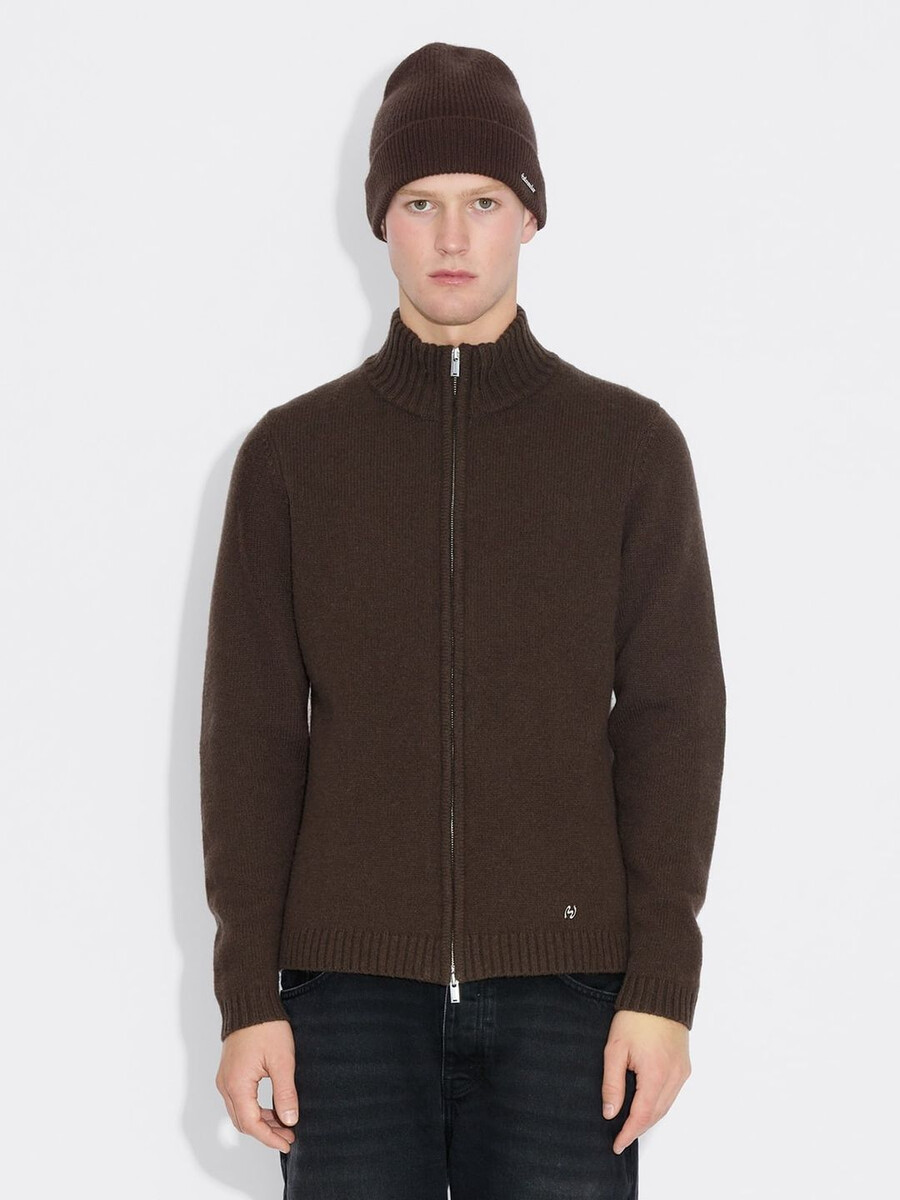 wollstrickjacke mit reißverschluss