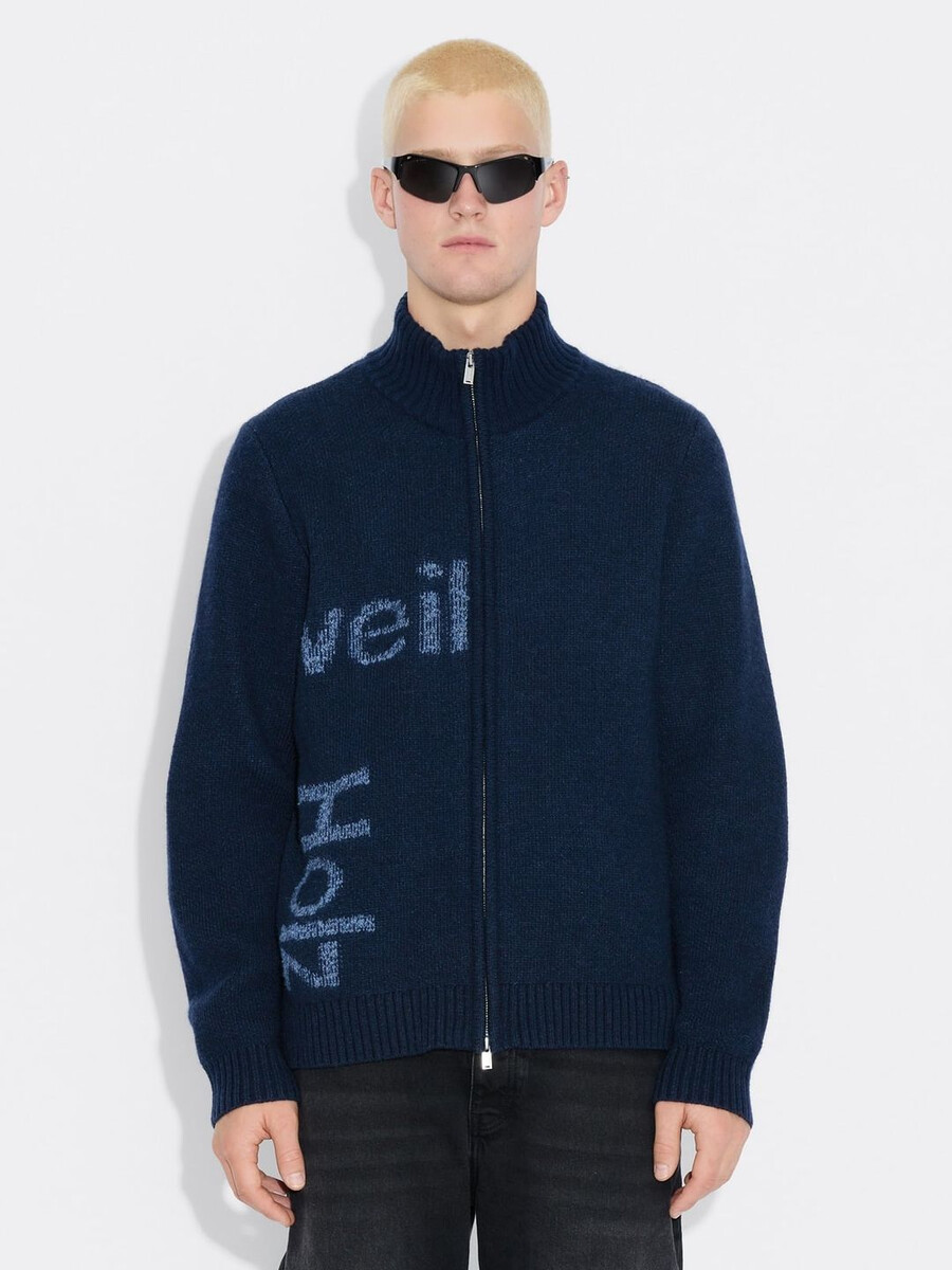 haza logo wollstrickjacke