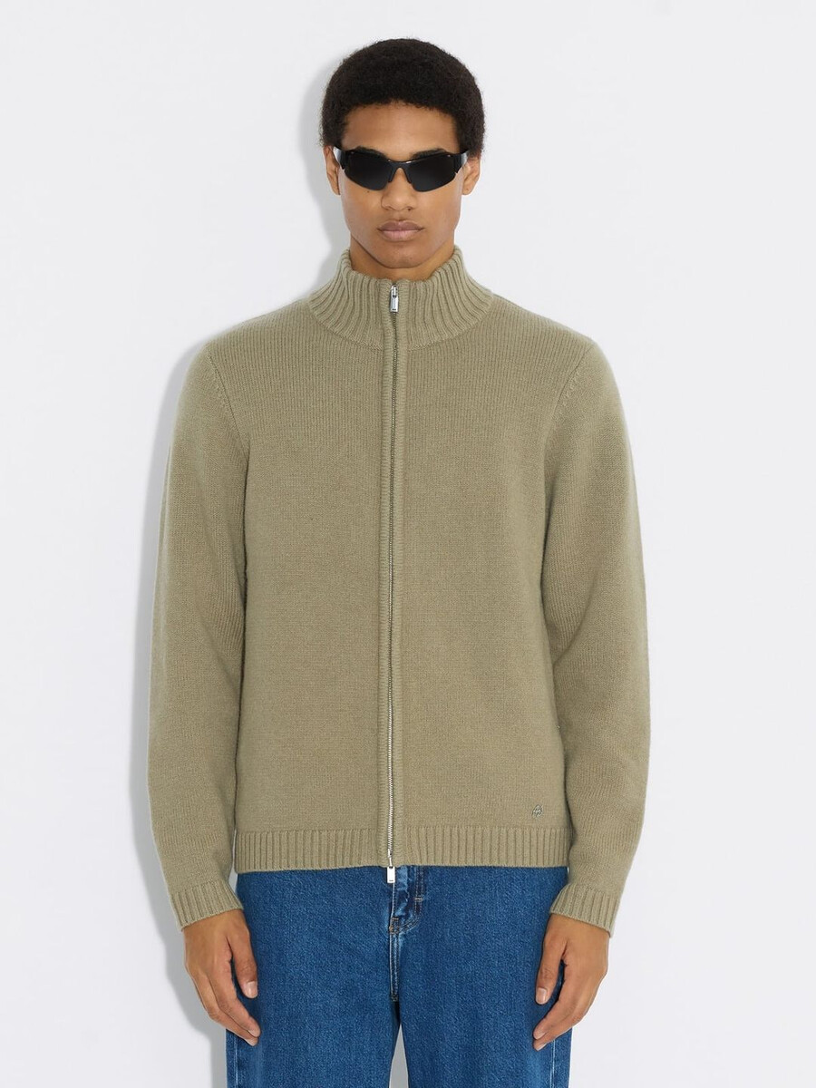 wollstrickjacke mit reißverschluss