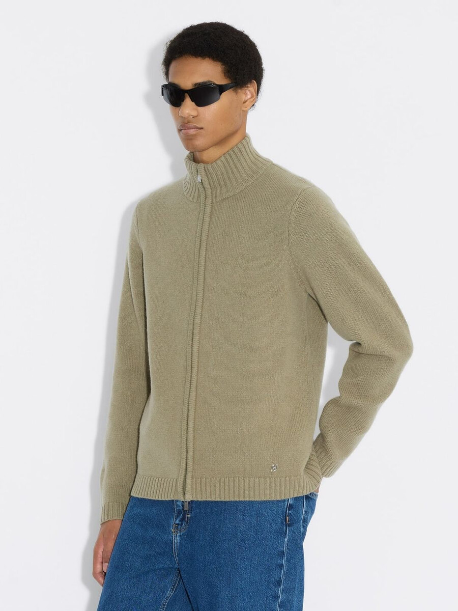 wollstrickjacke mit reißverschluss