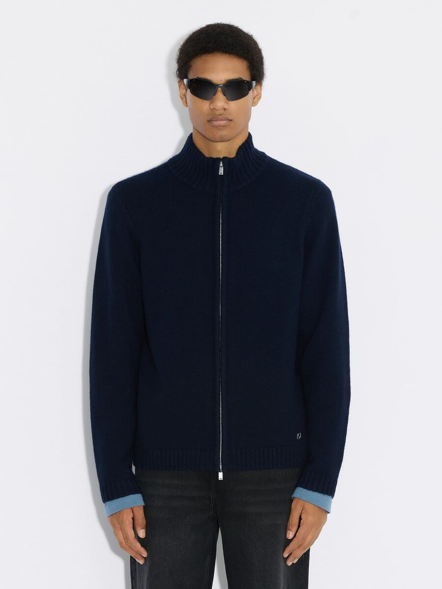 wollstrickjacke mit reißverschluss