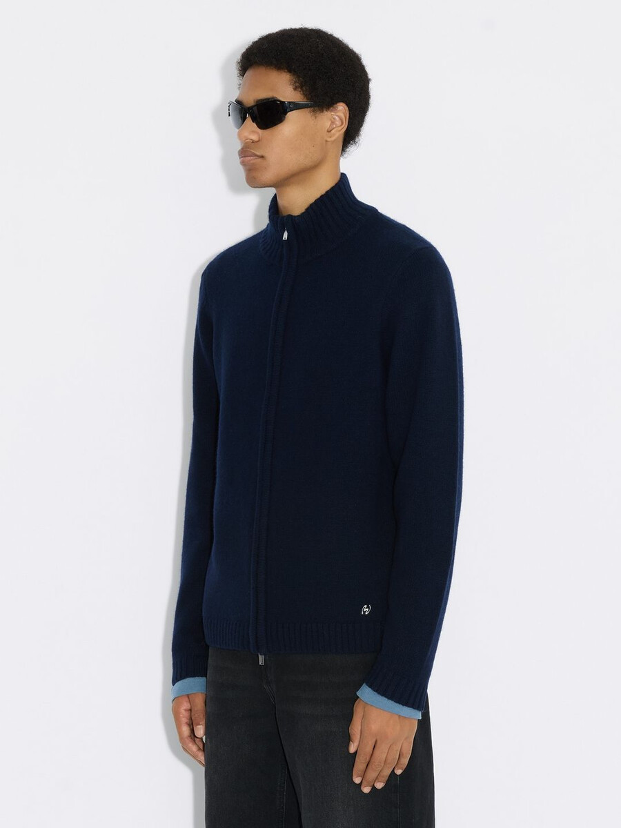 wollstrickjacke mit reißverschluss