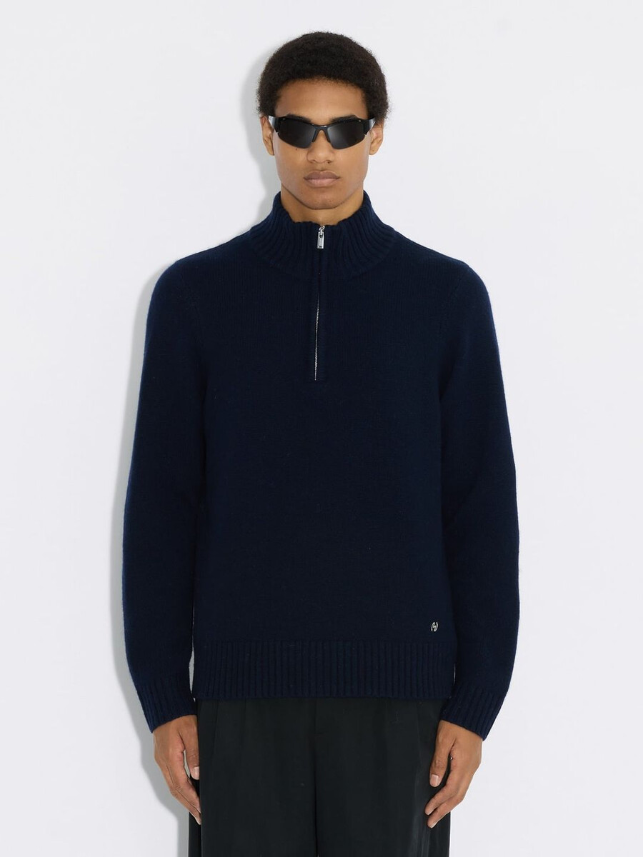 wollpullover mit halbem reißverschluss
