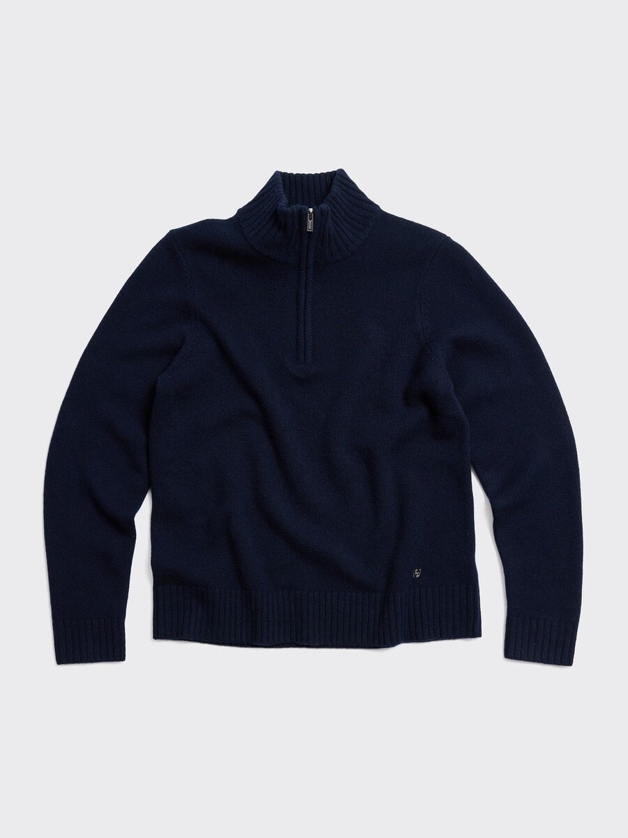 wollpullover mit halbem reißverschluss